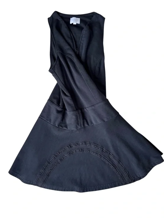 Sundays Zip Front Athletic Mini Dress Black Drop Waist Sporty Size Small - Picture 5 of 10